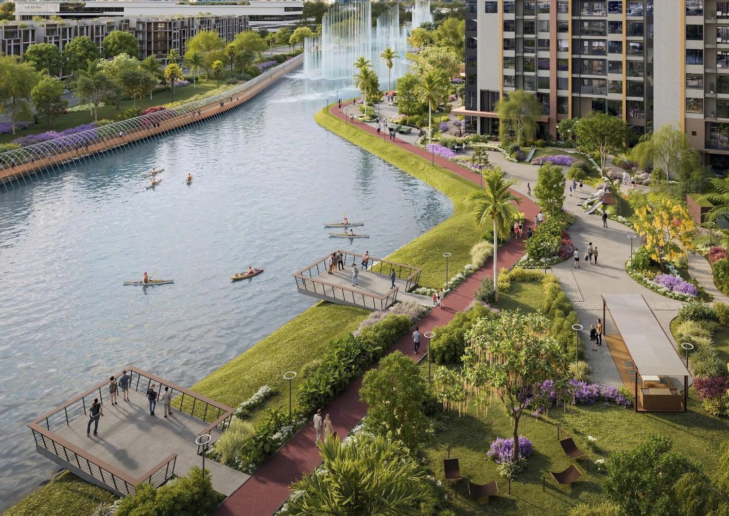 Masteri Park Place: Tâm điểm Sống Sang tại The Global City 3 kênh đào nhạc nước